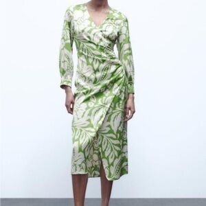 Zara Floral Green Wrap Dress
